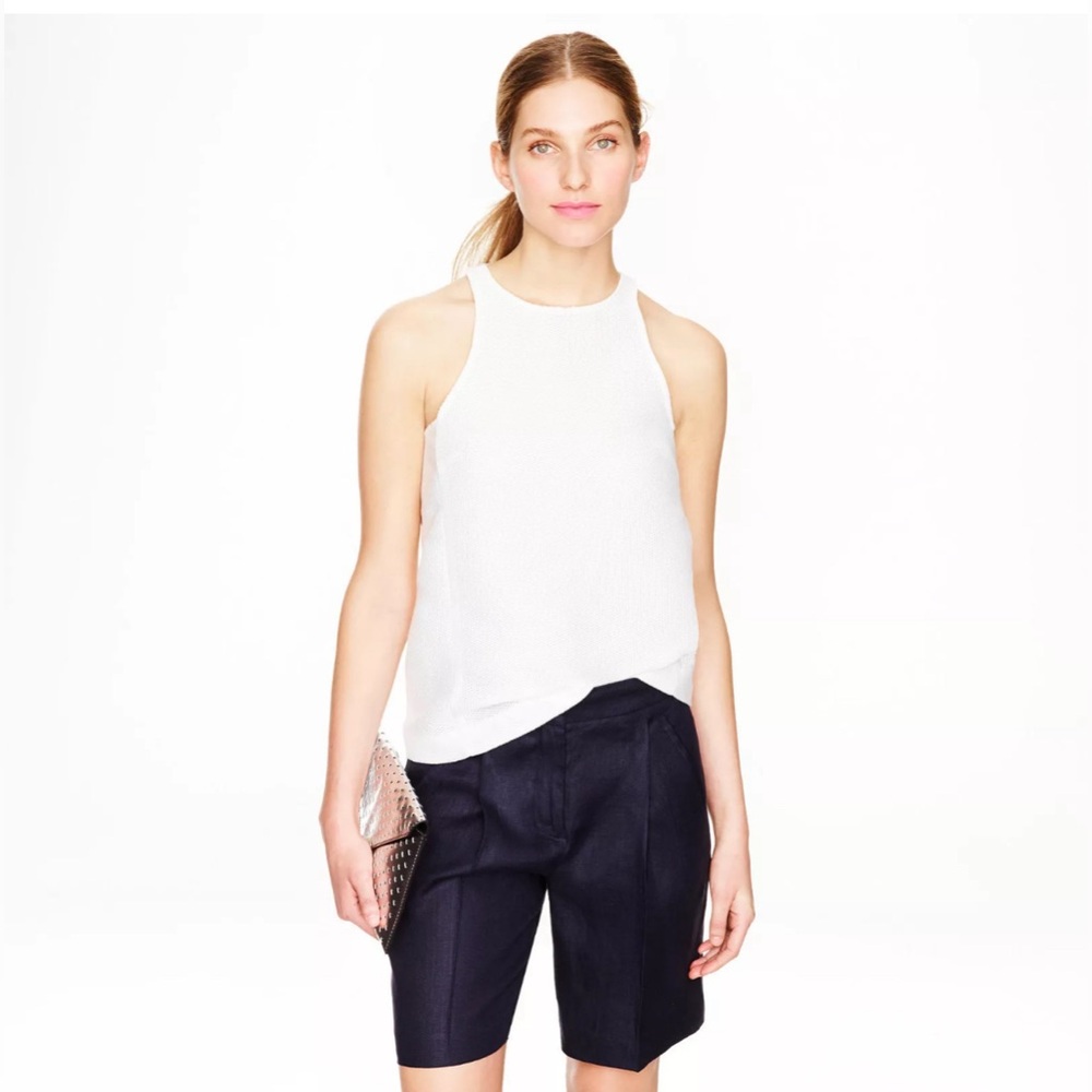 NWT J. Crew Collection Bermuda Short in Italian Linen Sz 0 Navy